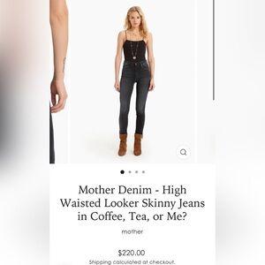 Mother Denim High waisted Looker Skinny Jeans Coffee, Tea, or Me? Size 27 $220
